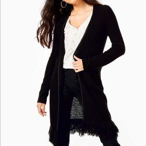 Lilly Pulitzer fringe black cardigan